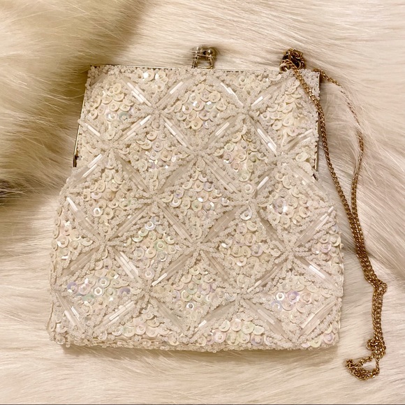 *SOLD* Exquisite Vintage Ivory Beaded Purse Evening Bag - Picture 2 of 8